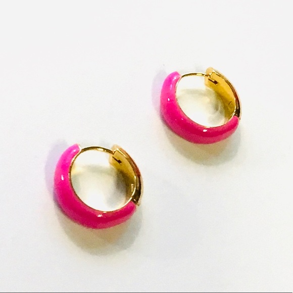 Kate Spade Candy Drops Enamel Huggie Hoop Earrings in magenta pink - Picture 5 of 11